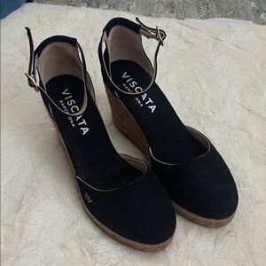 Viscata Black Espadrille Wedges
